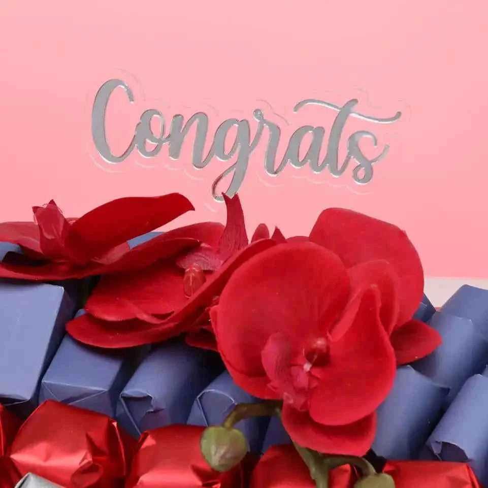 صينية جلدية متوسطة بالشوكولاتة الفاخرة مزينة بزهور الأوركيد flowerna