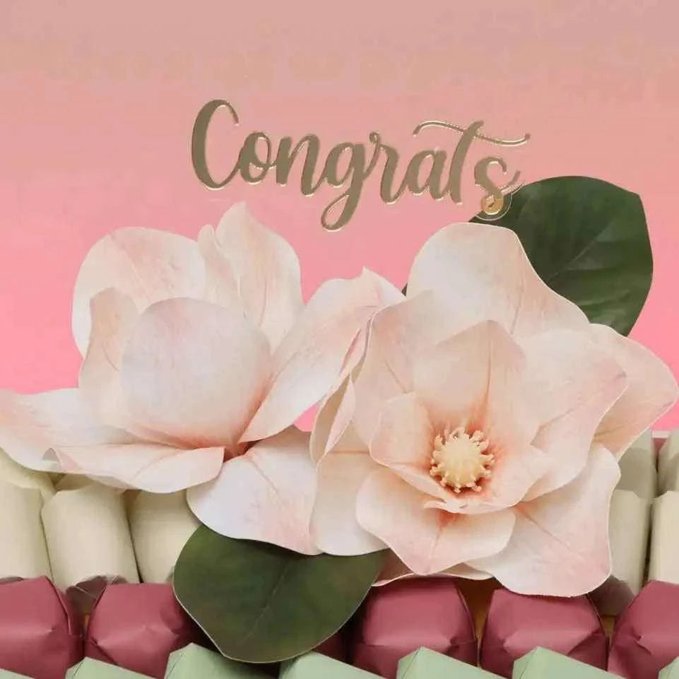 صينية جلدية فاخرة بنقشة زهور الماغنوليا بلون الشوكولاتة flowerna